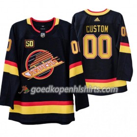 Vancouver Canucks Custom Flying Skate 50th Anniversary Adidas 2019-2020 Zwart Authentic Shirt - Mannen